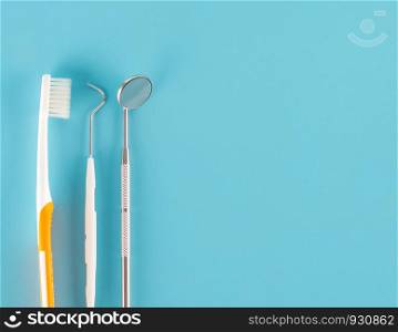 Dental tool with toothbrush in dental care concept.