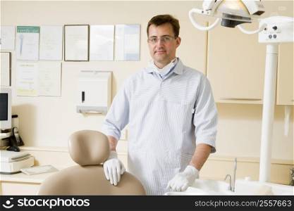 Dentist in exam room