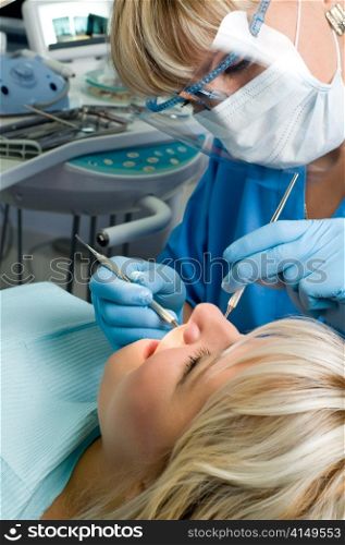dentistry, doctor and patient, tooth cavity filling. dentistry, tooth cavity stopping