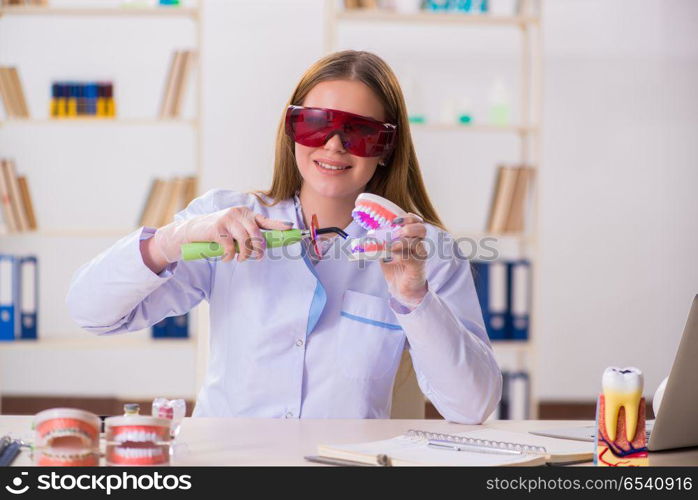 Dentistry student practicing skills in classroom