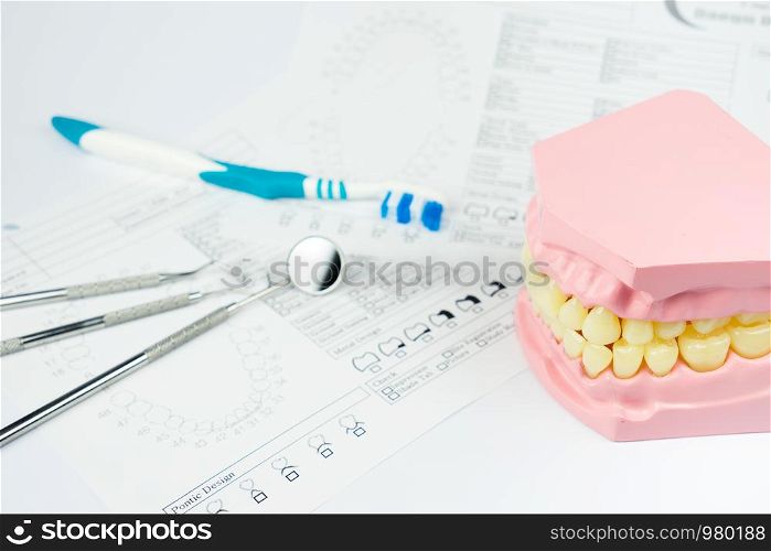 Denture for dental concept on white background