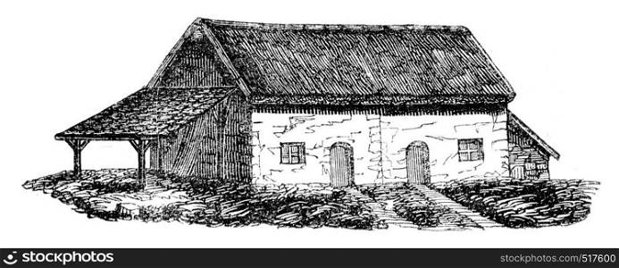 Department of North Cotes, Large farm back 500 francs, vintage engraved illustration. Magasin Pittoresque 1845.