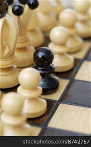 Depiction of a minority. Black pawn in white pawn line-up.
