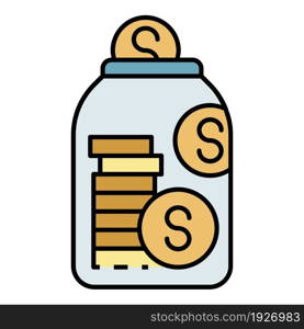 Deposit money jar icon. Outline deposit money jar vector icon color flat isolated. Deposit money jar icon color outline vector