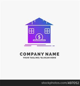 Deposit, safe, savings, Refund, bank Purple Business Logo Template. Place for Tagline.. Vector EPS10 Abstract Template background
