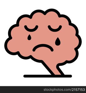 Depression brain icon. Outline depression brain vector icon color flat isolated. Depression brain icon color outline vector