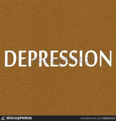 DEPRESSION white wording on Background Brown wood