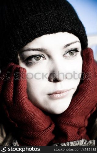 Depression Woman. Young Model Woman Outdoors.