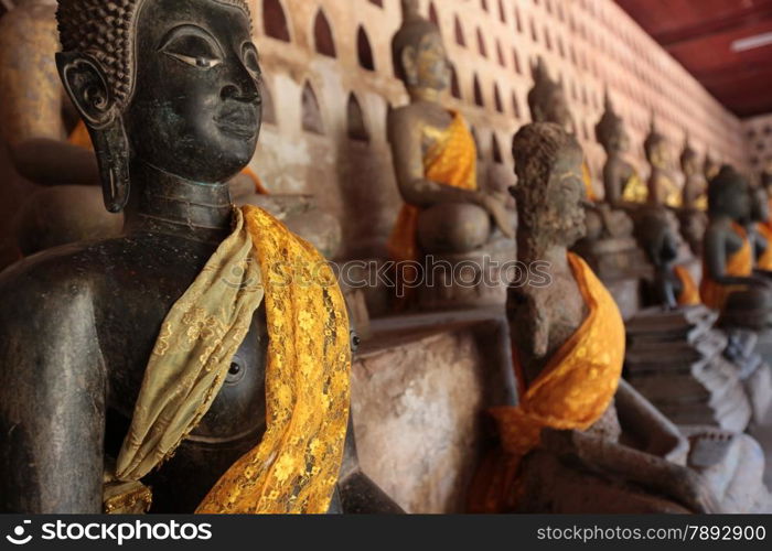 Der Wat Si Saket in Vientiane der Hauptstadt von Laos in Suedostasien.