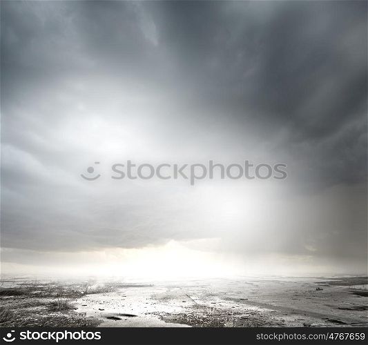 Desert. Background image of desert with cloudy sky
