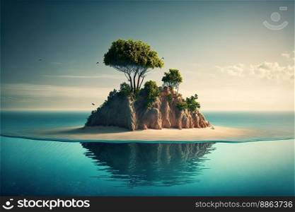  Desert island in the ocean created by generative AI