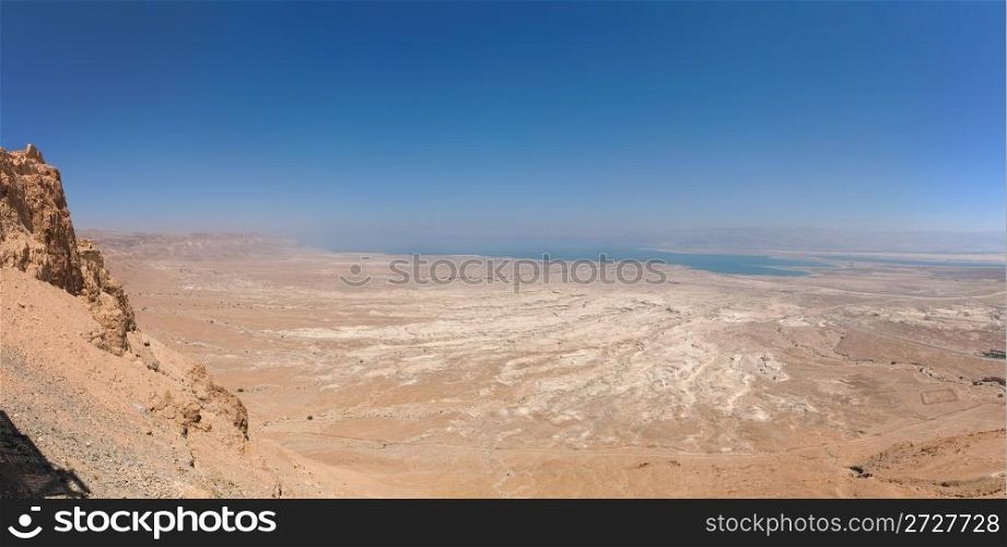 Desert landscape near the Dead Sea seen from Masada fortress