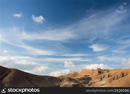 Desert landscape with a beautiful blue sky