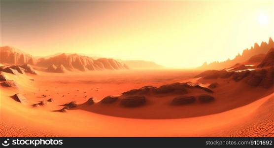 Desert Mars landscapes with sand and rocks. Generative AI.. Desert Mars landscapes with sand and rocks. Generative AI