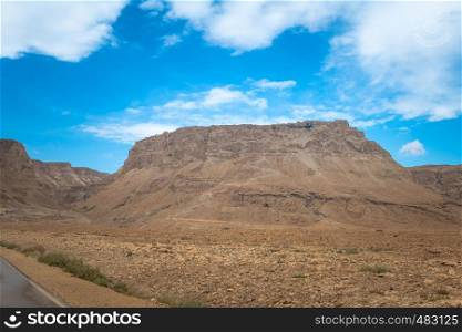 desert of israel near masada at the dead sea. rocks mountains and desert of israel