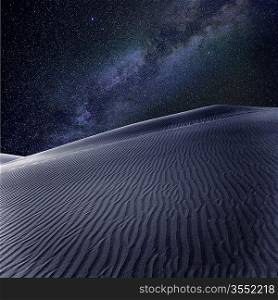 Desert sand dunes in Maspalomas night milky way stars in Gran Canaria photomount