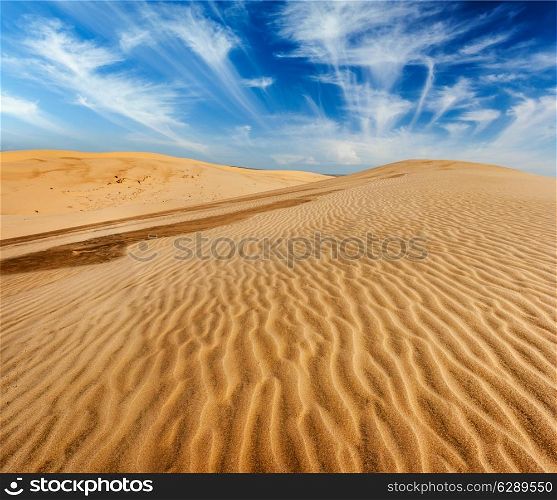 Desert sand dunes on sunrise, Mui Ne, Vietnam