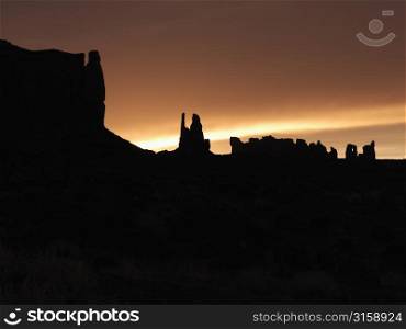 Desert silhouette and sunset