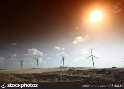 desert windmills in dunes energy