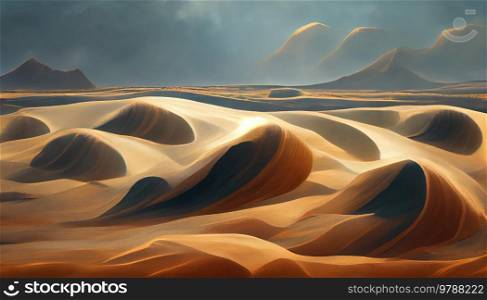 Desert with dry sand, global warming concept, natural landscape background. Desert with dry soil