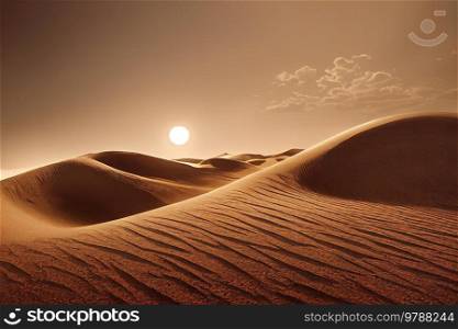 Desert with dry sand, global warming concept, natural landscape background. Desert with dry soil