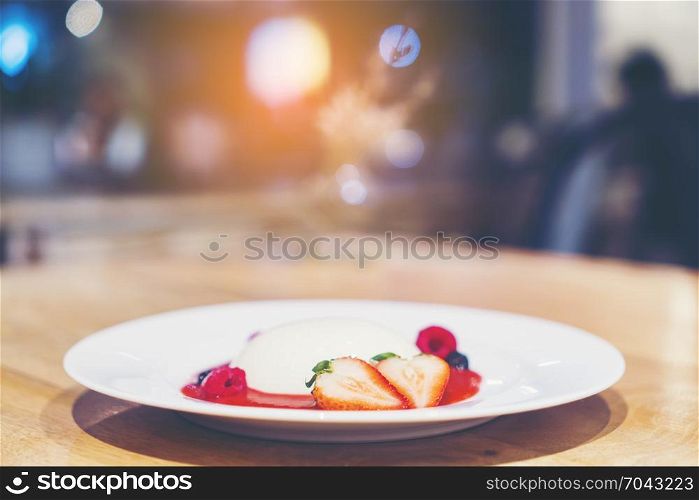 desert with strawberry and cream