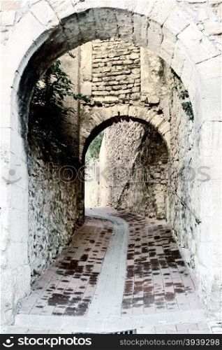 Deserted Archway in the Medieval French City, Vintage Style Toned Picture