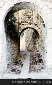 Deserted Archway in the Medieval French City, Vintage Style Toned Picture