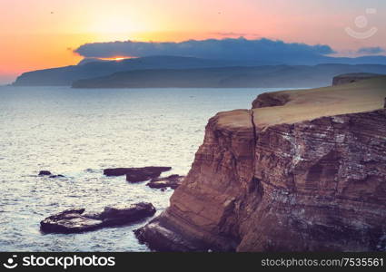 Deserted coastline landscapes in Pacific ocean, Peru, South America