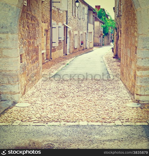 Deserted Street of the French City in Lemousin, Instagram Effect