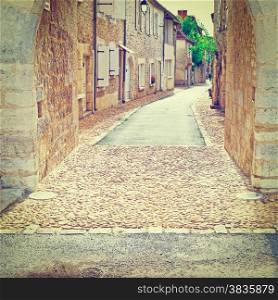 Deserted Street of the French City in Lemousin, Instagram Effect