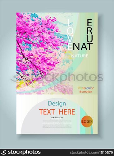 Design brochure magazine layout template, Flyer cover business layout, Modern Poster, Leaflet advertising watercolor painting background, Annual report for presentation, Vector abstract illustration.