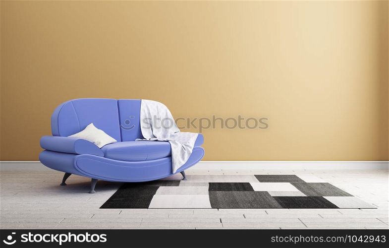 Design concept sofa on wall modern interior .3d rendering