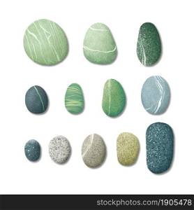 Design elements ready for cards, stickers prints, posters. Sea pebbles collection Stones from the beach