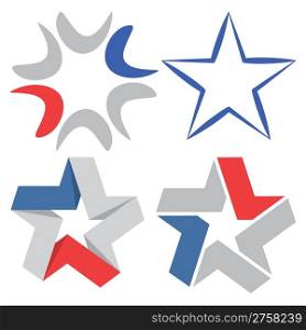 Design elements - stars in blue, red and grey