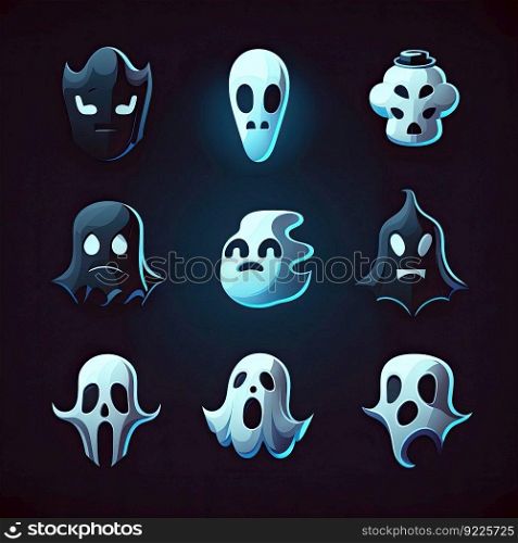 design ghost scary character ai generated. funny death, fear holiday, mystery spirit design ghost scary character illustration. design ghost scary character ai generated
