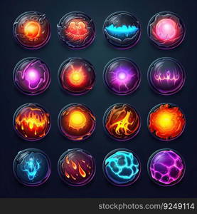 design magic sphere game ai generated. realistic plasma, blue flare, bright design magic sphere game illustration. design magic sphere game ai generated