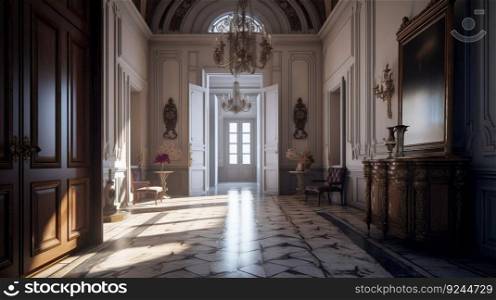 Design of a cozy living room interior in a modern classicism style. AI generated. Luxury apartment wallpaper.. Design of a cozy living room interior in a modern classicism style. AI generated.