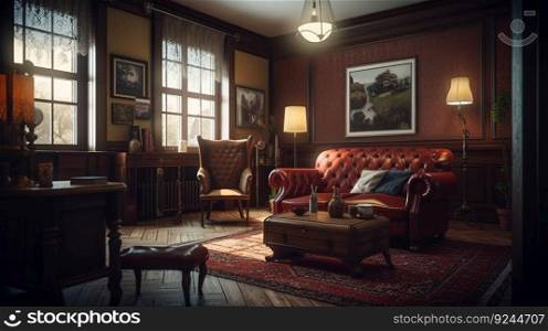 Design of a cozy living room interior in a modern New England style. AI generated. Luxury apartment wallpaper.. Design of a cozy living room interior in a modern New England style. AI generated.