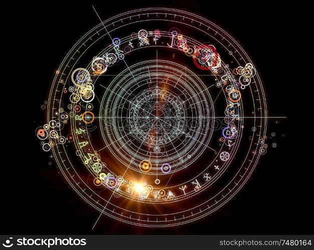 Design of fractal elements, sacred symbols and circles on the subject of mysticism, occult, astrology and spirituality. Sacred circles series.