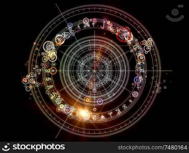Design of fractal elements, sacred symbols and circles on the subject of mysticism, occult, astrology and spirituality. Sacred circles series.