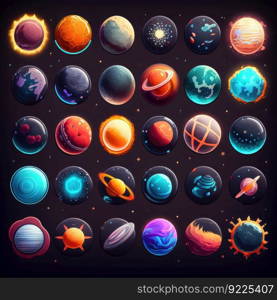 design planet space galaxy ai generated. fantasy sun, sky world, game system design planet space galaxy illustration. design planet space galaxy ai generated