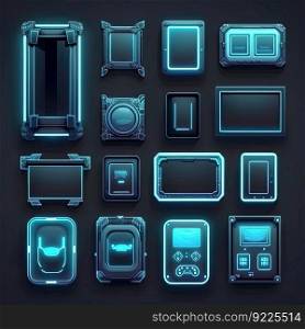 design rectangle frame game ai generated. interface background, gui button, element banner design rectangle frame game illustration. design rectangle frame game ai generated