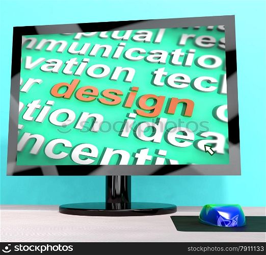 Design Word On Computer Shows Graphic Artwork. Design Word On Computer Showing Graphic Artwork