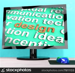 Design Word On Computer Shows Graphic Artwork. Design Word On Computer Showing Graphic Artwork