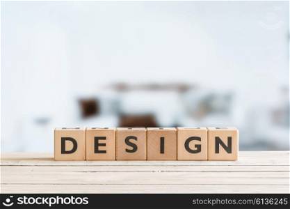 Design word on wooden cubes on table