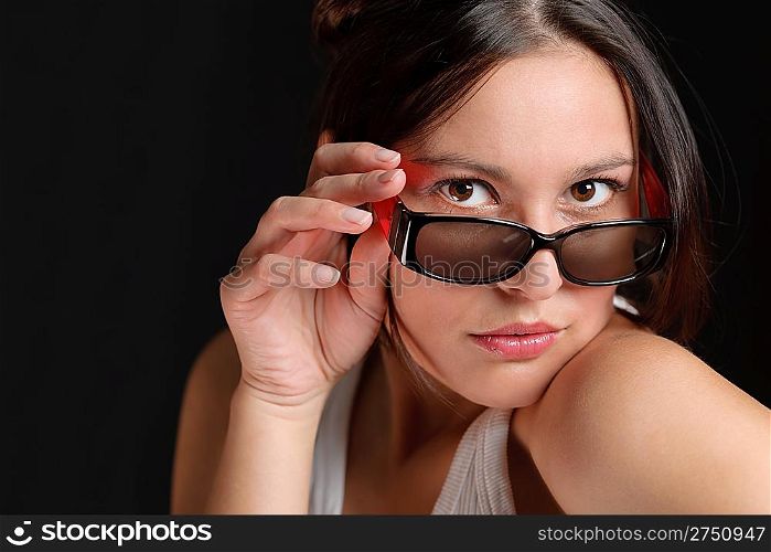 Designer glasses - portrait of sportive trendy woman fashion