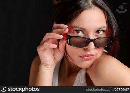 Designer glasses - portrait of sportive trendy woman fashion