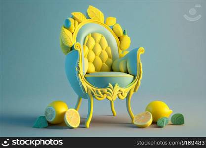 designer soft armchair stylish limon illustration Generative AI.