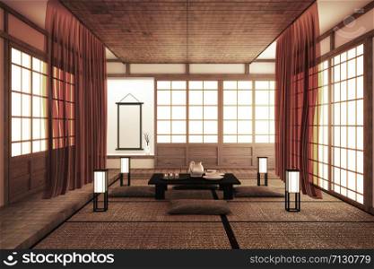 Designing the most beautiful Mock up, Designed specifically in Japanese style, empty room. 3D rendering